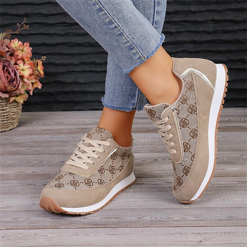 Sneakers à lacets avec impression florale